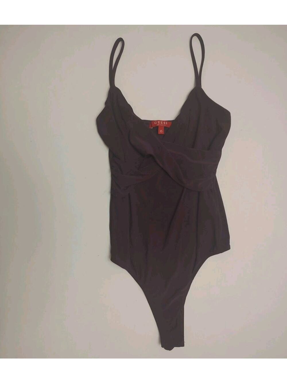 Women's Bodysuit  Cross Wrap Purple Guess Los Angeles Size X-Small Snaps Stretch